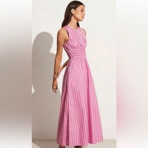 Elegant Pink Striped Maxi Dress